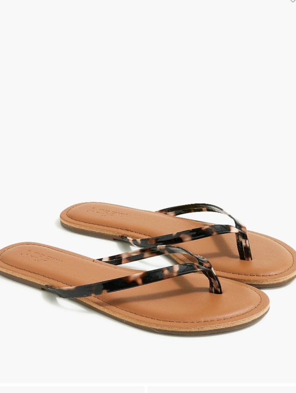 J Crew Easy Summer Flip Flops 11 Tortoise Womens New Sandal Shoe Resortwear